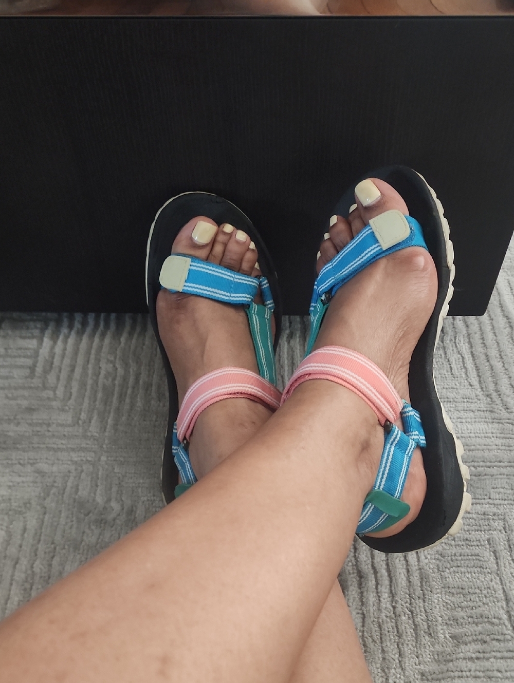 Zara Blue and Pink Strappy Sandals